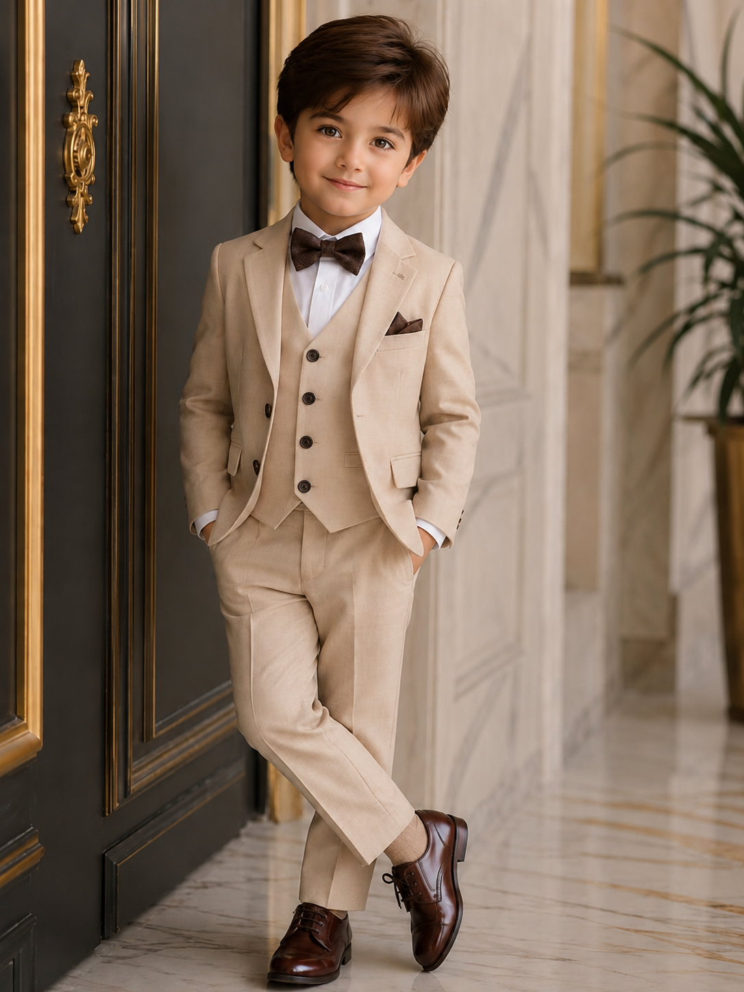 Kids Olive Green 3-Piece Suit — Shaniel Bespoke Tailor